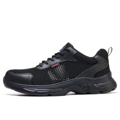 Black composite toe work shoe side profile