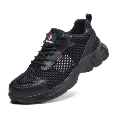 Black composite toe work shoe front angle