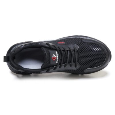 Black composite toe work shoe top view