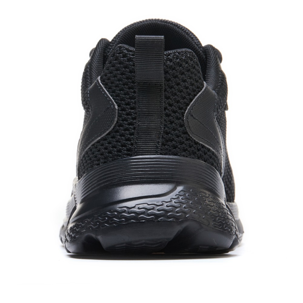 Black composite toe work shoe rear view
