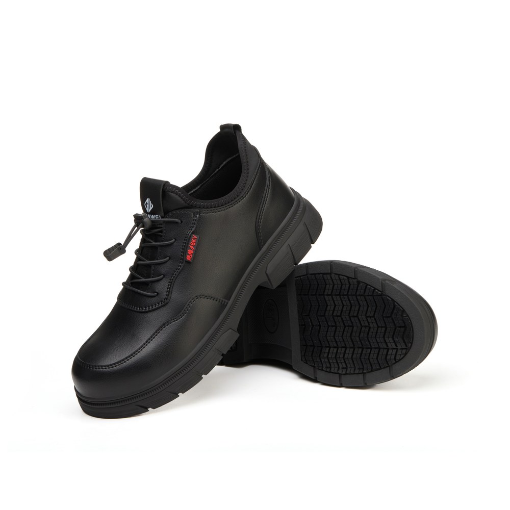 Slip Resistant Metal Free Composite Toe Work Shoes Black