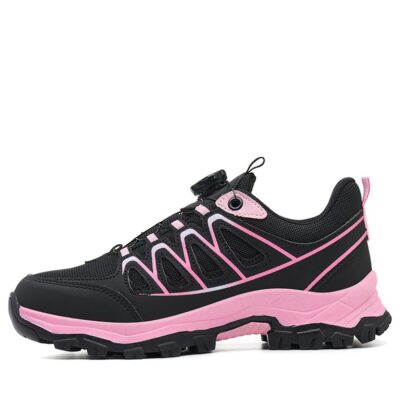 Women's Dial Lacing Slip Resistant Steel Toe Work Shoes Black/Pink