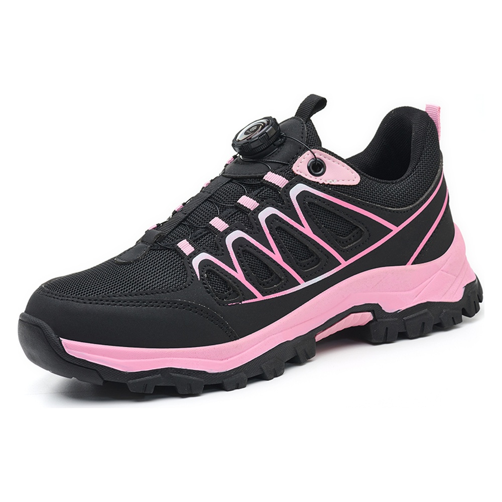 Women's Dial Lacing Slip Resistant Steel Toe Work Shoes Black/Pink - Image 2