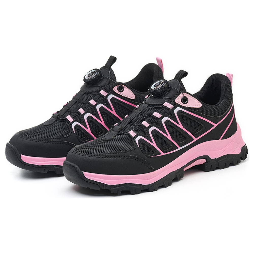 Women's Dial Lacing Slip Resistant Steel Toe Work Shoes Black/Pink - Image 4