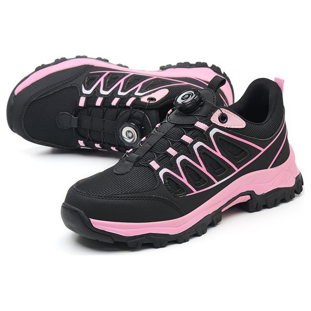 Women's Dial Lacing Slip Resistant Steel Toe Work Shoes Black/Pink - Image 5