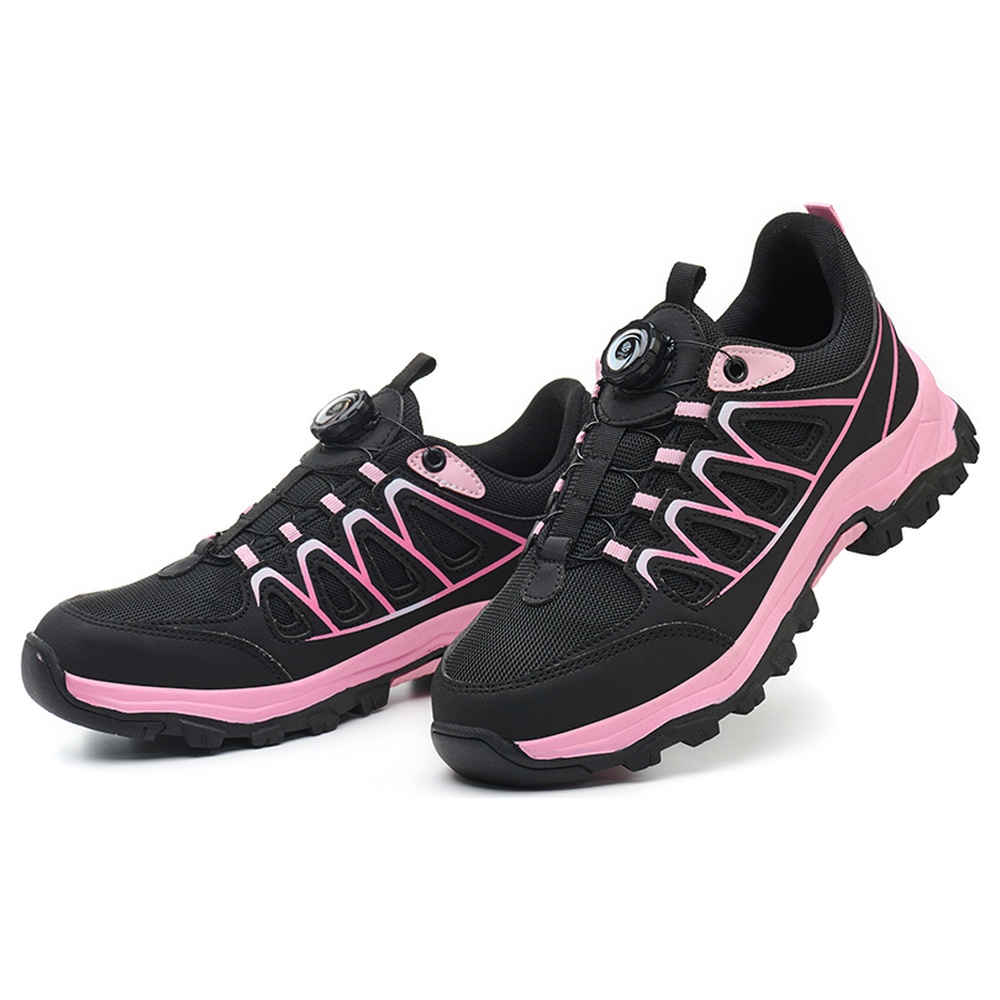 Women's Dial Lacing Slip Resistant Steel Toe Work Shoes Black/Pink - Image 6