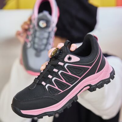 Women's Dial Lacing Slip Resistant Steel Toe Work Shoes Black/Pink - Image 7