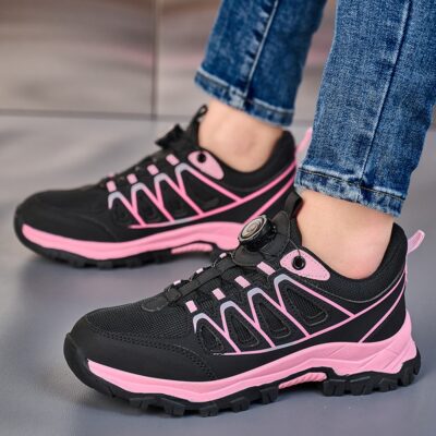 Women's Dial Lacing Slip Resistant Steel Toe Work Shoes Black/Pink - Image 8