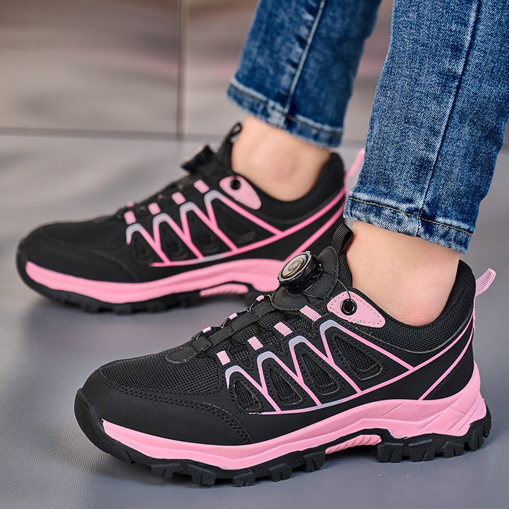 Women's Dial Lacing Slip Resistant Steel Toe Work Shoes Black/Pink - Image 8