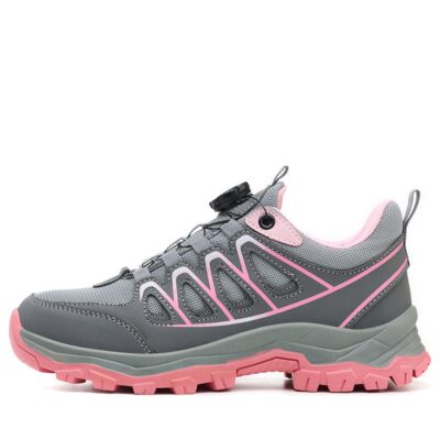 Women's Breathable Dial Lacing Steel Toe Work Shoes Gray/Pink