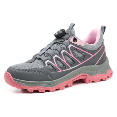Alternative view of Women's Breathable Dial Lacing Steel Toe Work Shoes Gray/Pink