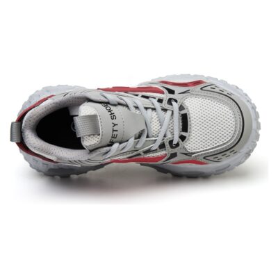 Women Gray Red steel toe work shoes 4 centered