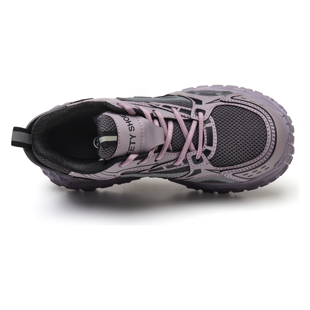 Women Purple Gray steel toe work shoes 4 centered