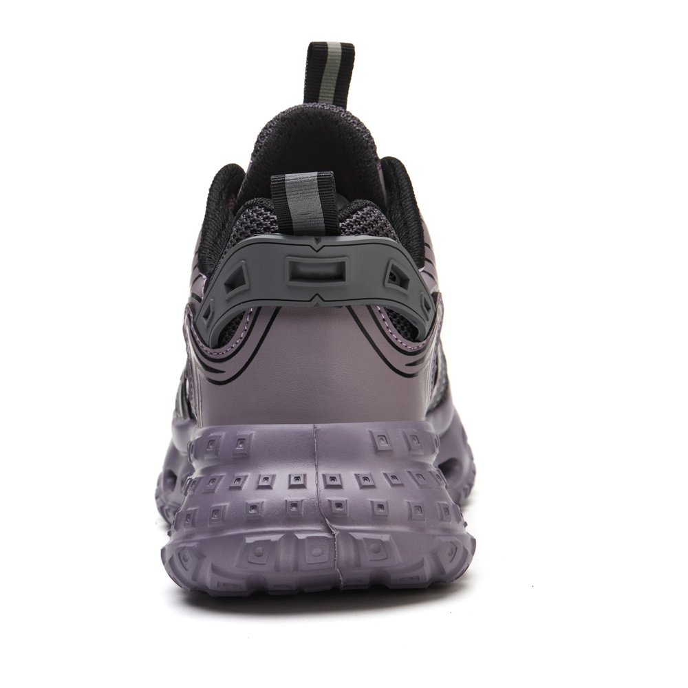 Women Purple Gray steel toe work shoes 6 centered