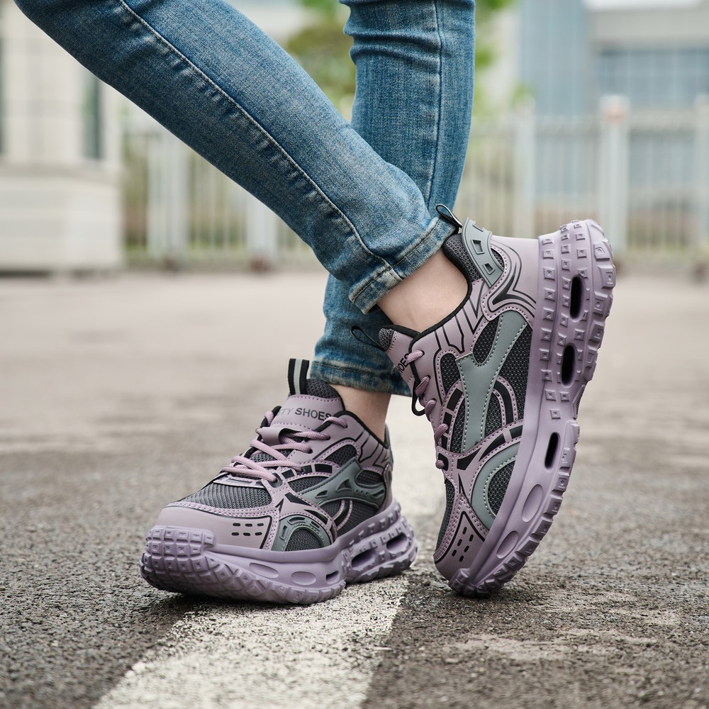 Purple/Gray steel toe work shoes 9
