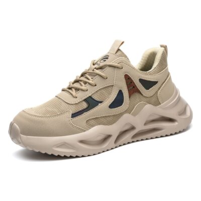 Beige steel toe work shoes 2