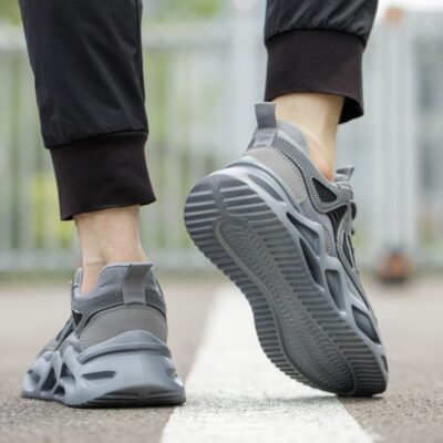 Lightweight Breathable Steel Toe Work Shoes with Flexible Cushioning Gray - Image 10