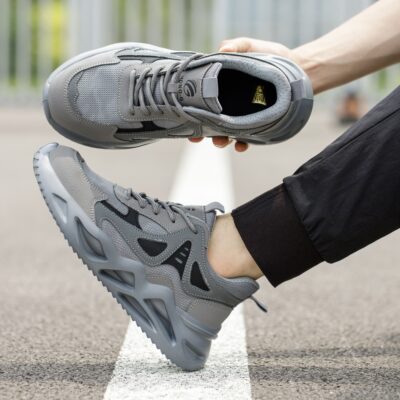 Gray steel toe work shoes 9