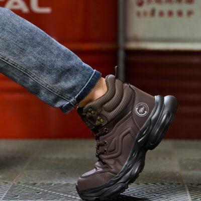 Brown steel toe work shoes 8