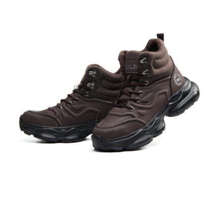 Lightweight High Top Steel Toe Work Boots with Cushioned Support Brown - Image 3