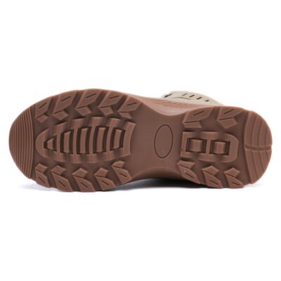 Slip resistant outsole of beige steel toe shoes