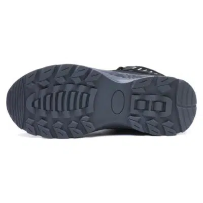 Slip resistant outsole of black steel toe shoes