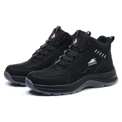 Pair of black steel toe work shoes