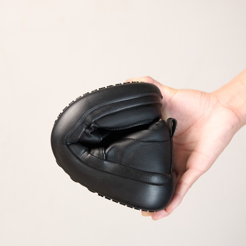 Flexible slip on black kitchen work shoes
