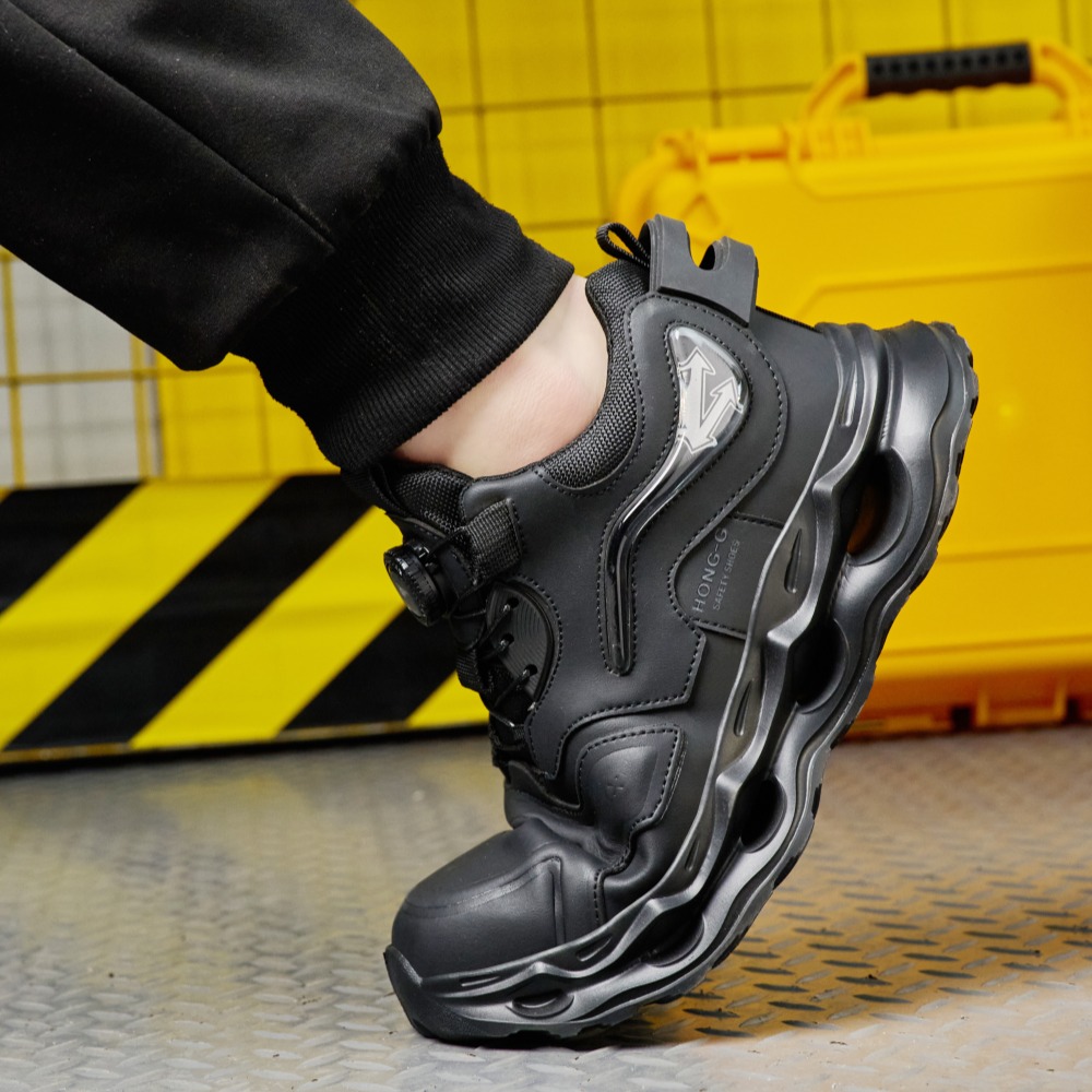 Soft flexible steel toe work shoe construction