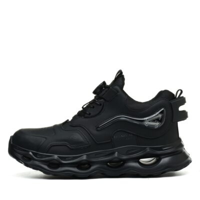 Lightweight Dial Lacing Steel Toe Work Shoes with Air Cushion Black