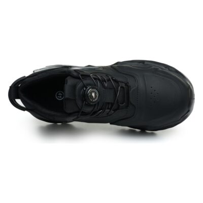 Top view of black dial lacing work shoes