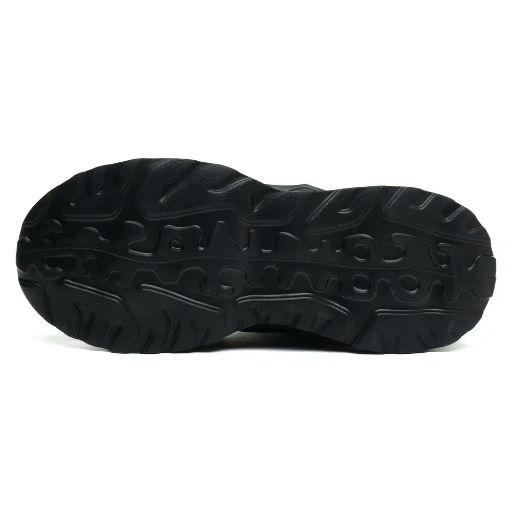 Tread outsole of black steel toe work shoes