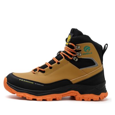Tan/Orange steel toe work boots side profile