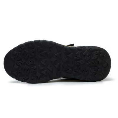 Slip resistant outsole of olive green/beige steel toe boots