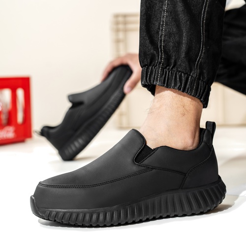 Slip on convenience for black chef work shoes