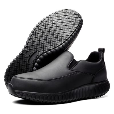 Black chef shoes with outsole view