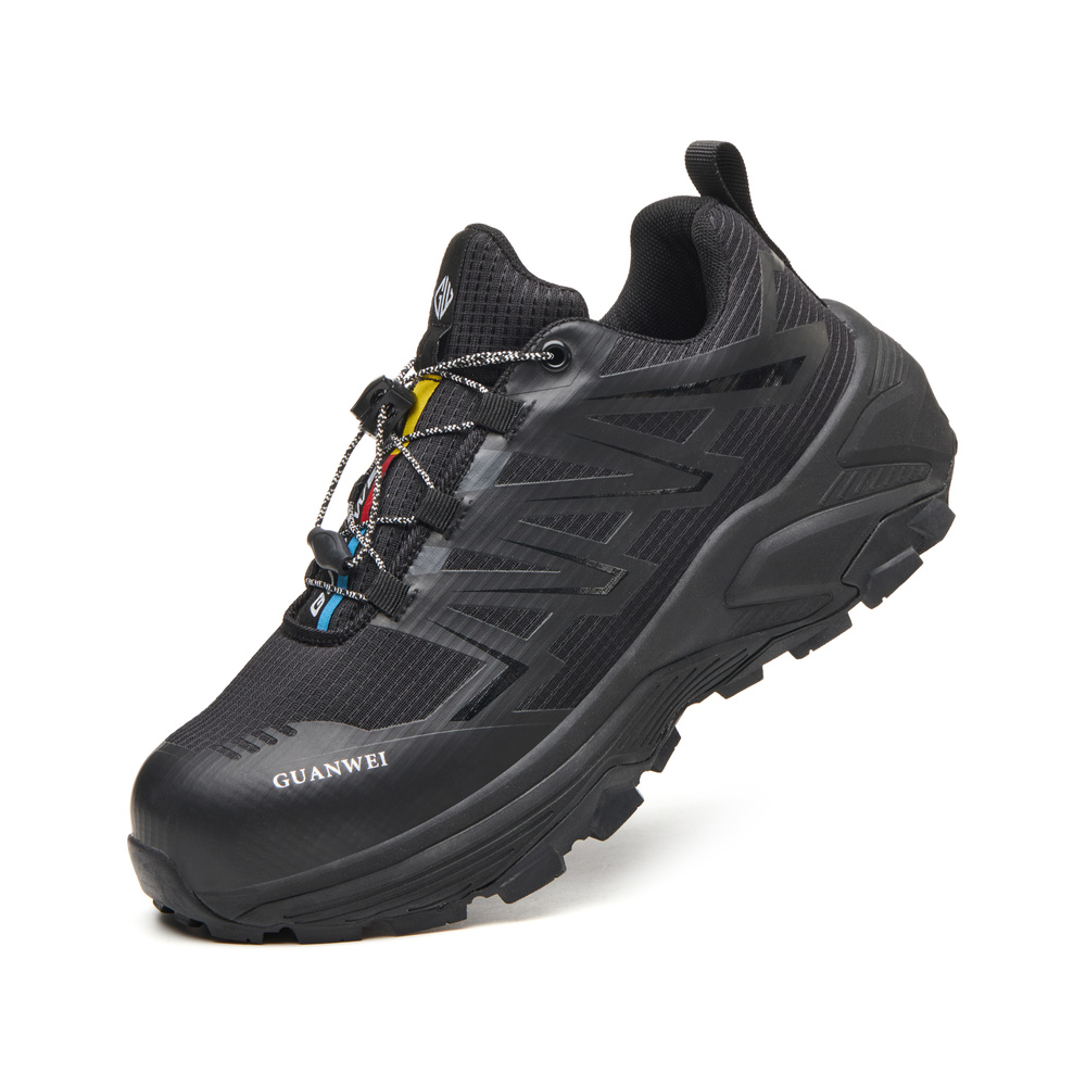 Top view of black quick-lock work shoes