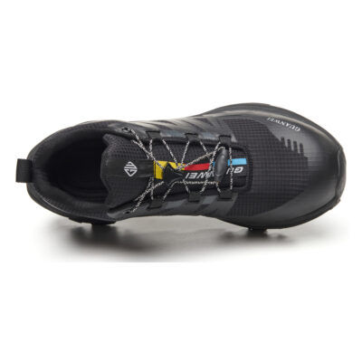 Rear view of black safety work shoes