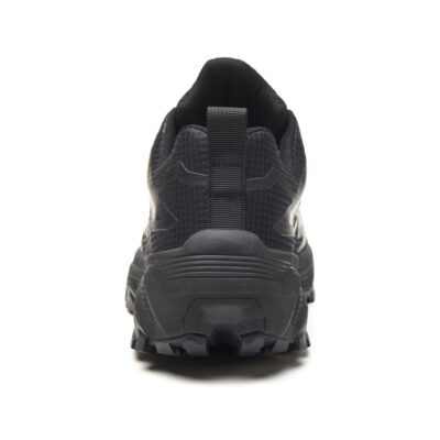 Front view of black steel toe shoes