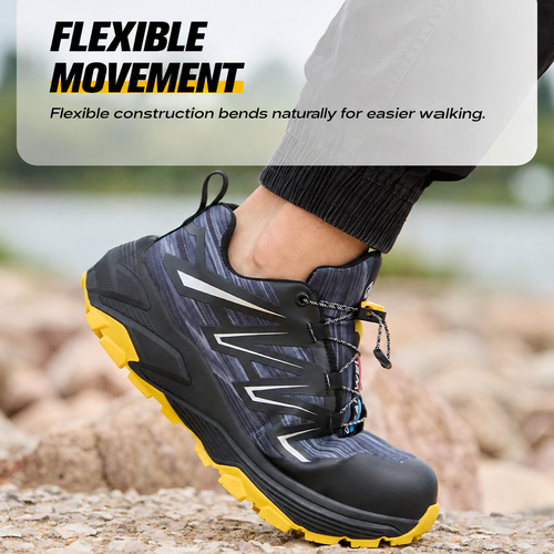 Flexible movement in 1518 steel toe work shoes
