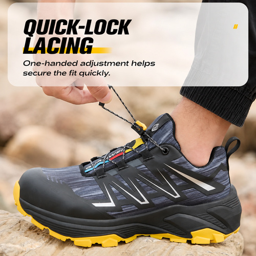 Quick lock dial lacing on 1518 safety shoes