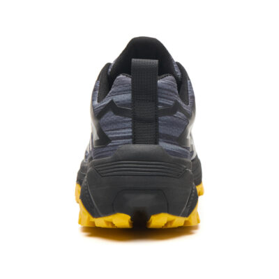 Front view of black/yellow steel toe shoes