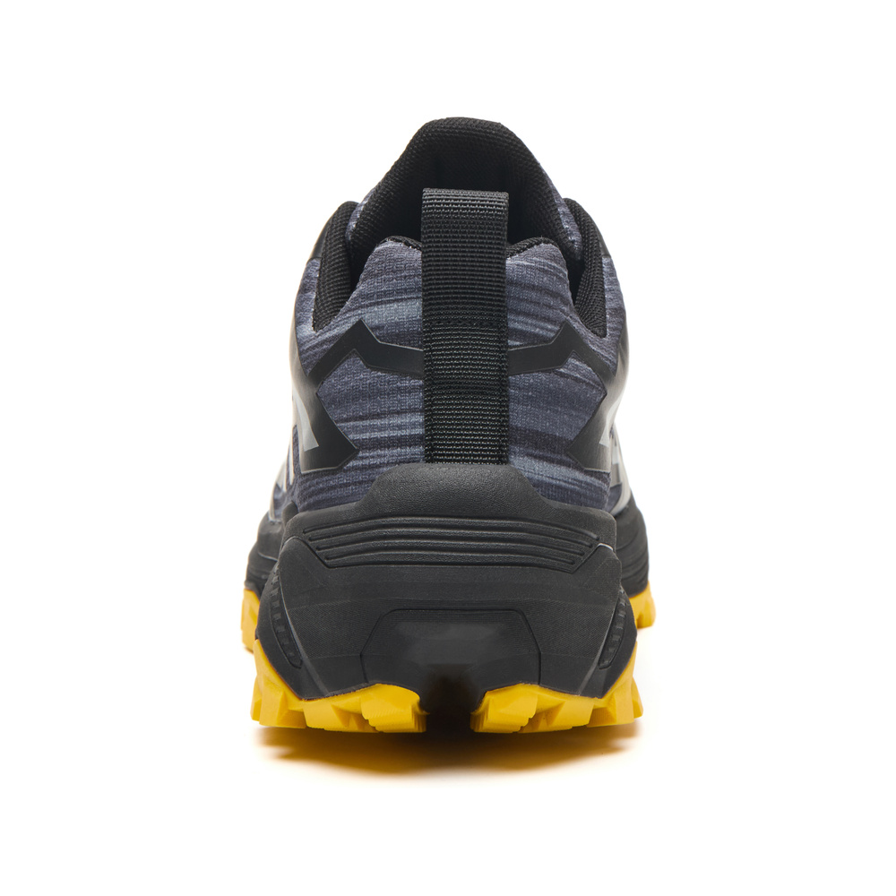 Front view of black/yellow steel toe shoes