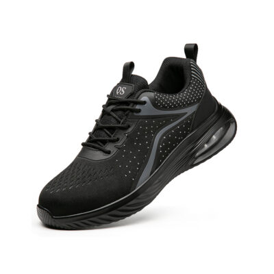 Black composite toe safety shoes angled view