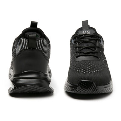 Rear and front view of black work shoes