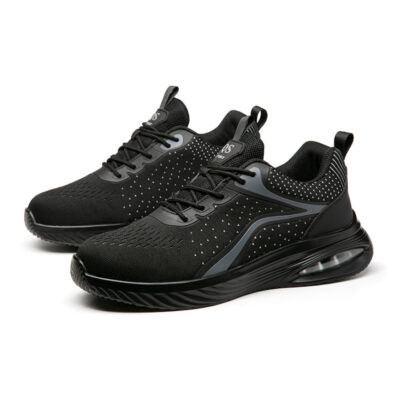 Pair of black composite toe work shoes