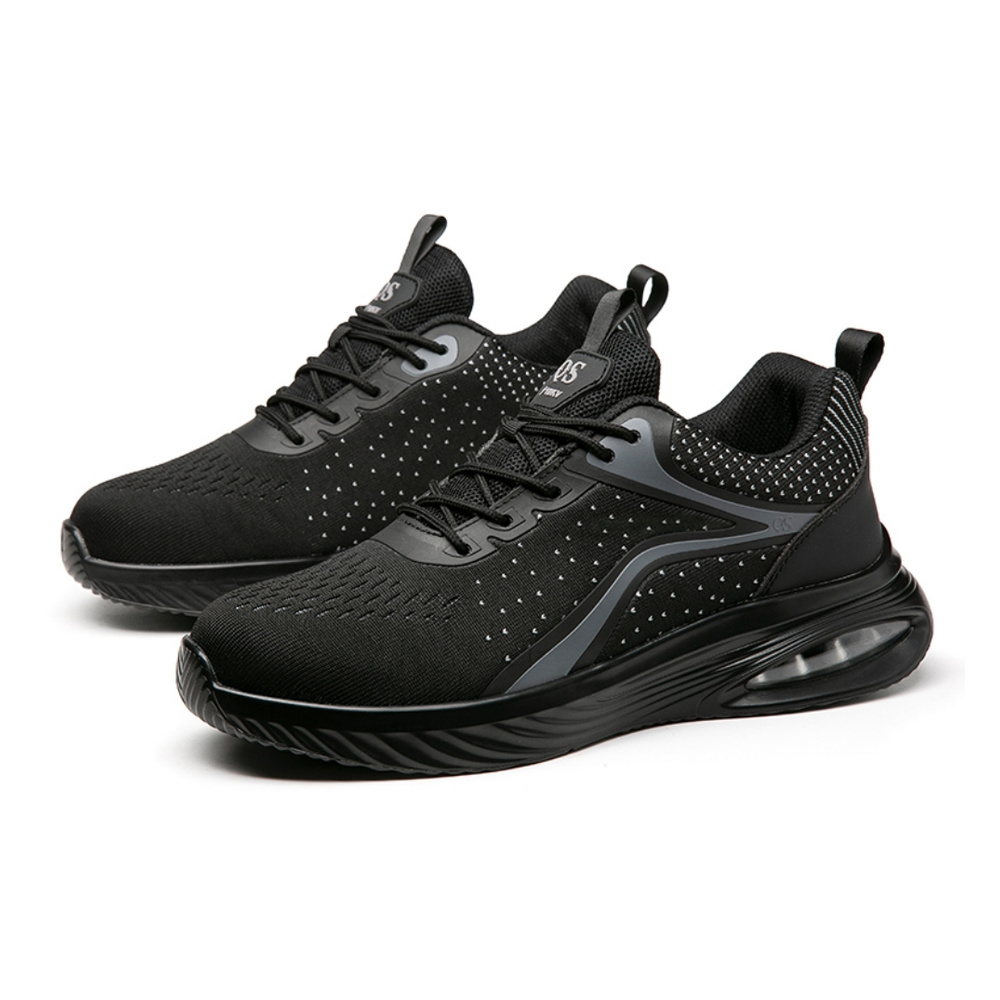 Pair of black composite toe work shoes