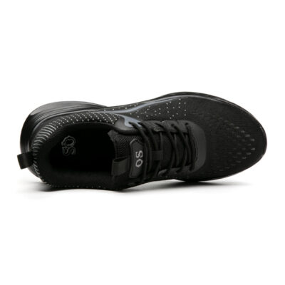 Top view of black breathable work shoes