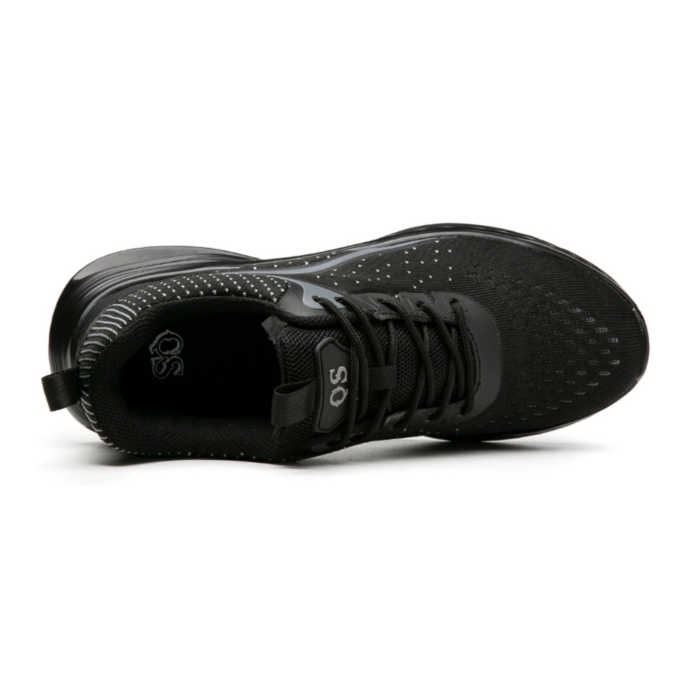 Top view of black breathable work shoes