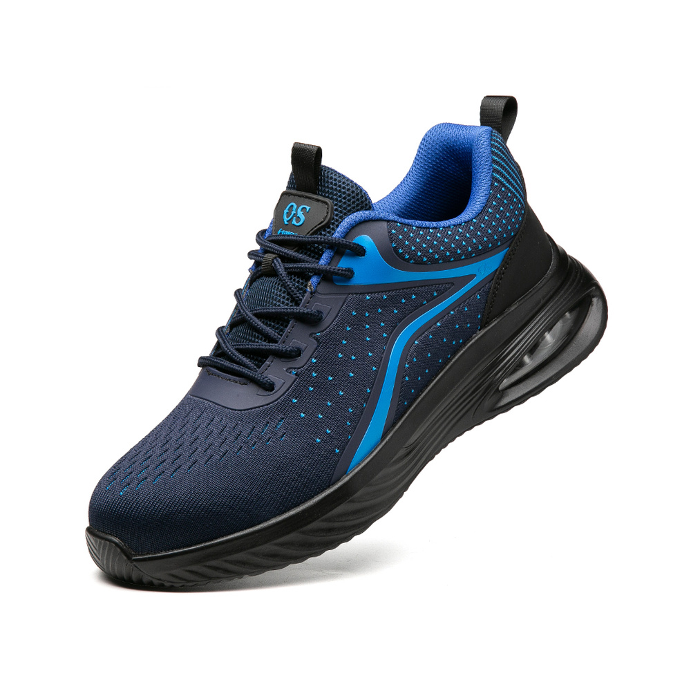 Navy/Blue composite toe safety shoes angled view